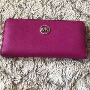 Silver and hot pink wallet